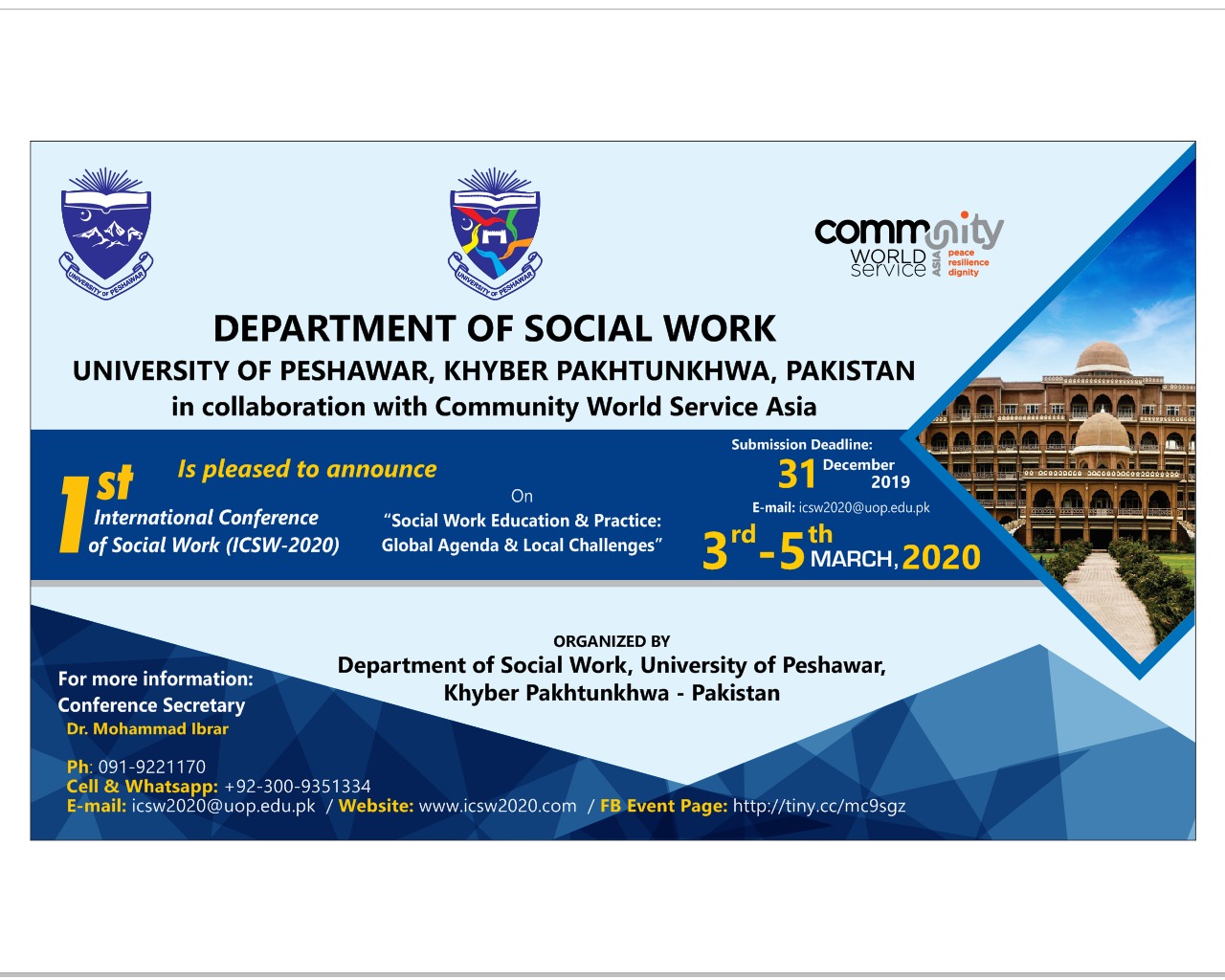 1st International Conference of Social Work (ICSW-2020) On 